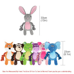 Cute Animal Rope Plush Dog Toy Squeaky Chew Puppy Knot