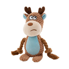 Cute Animal Rope Plush Dog Toy Squeaky Chew Puppy Knot