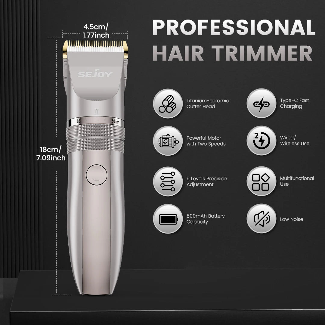 Cordless Pet Hair Clipper Kit Quiet Powerful Grooming Rechargeable Trimmer
